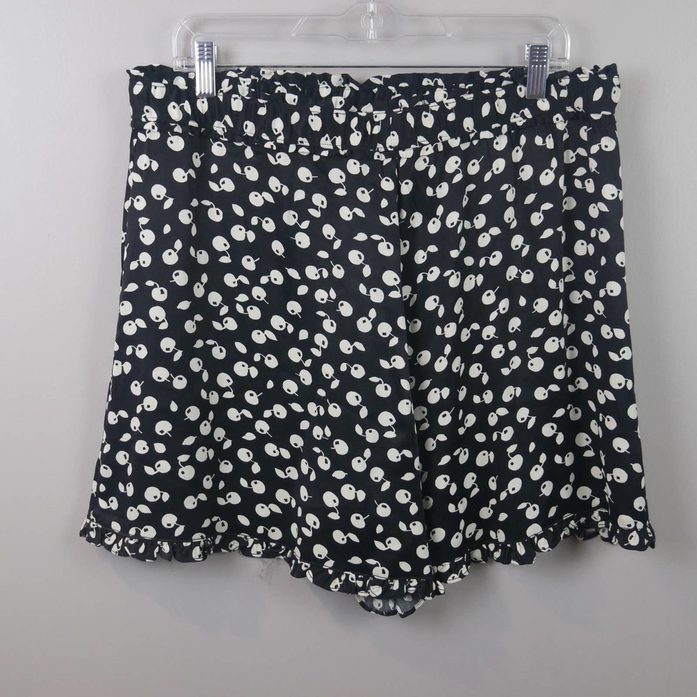 MAEVE Flirty Shorts Black White Fruit Print Size Large EUC